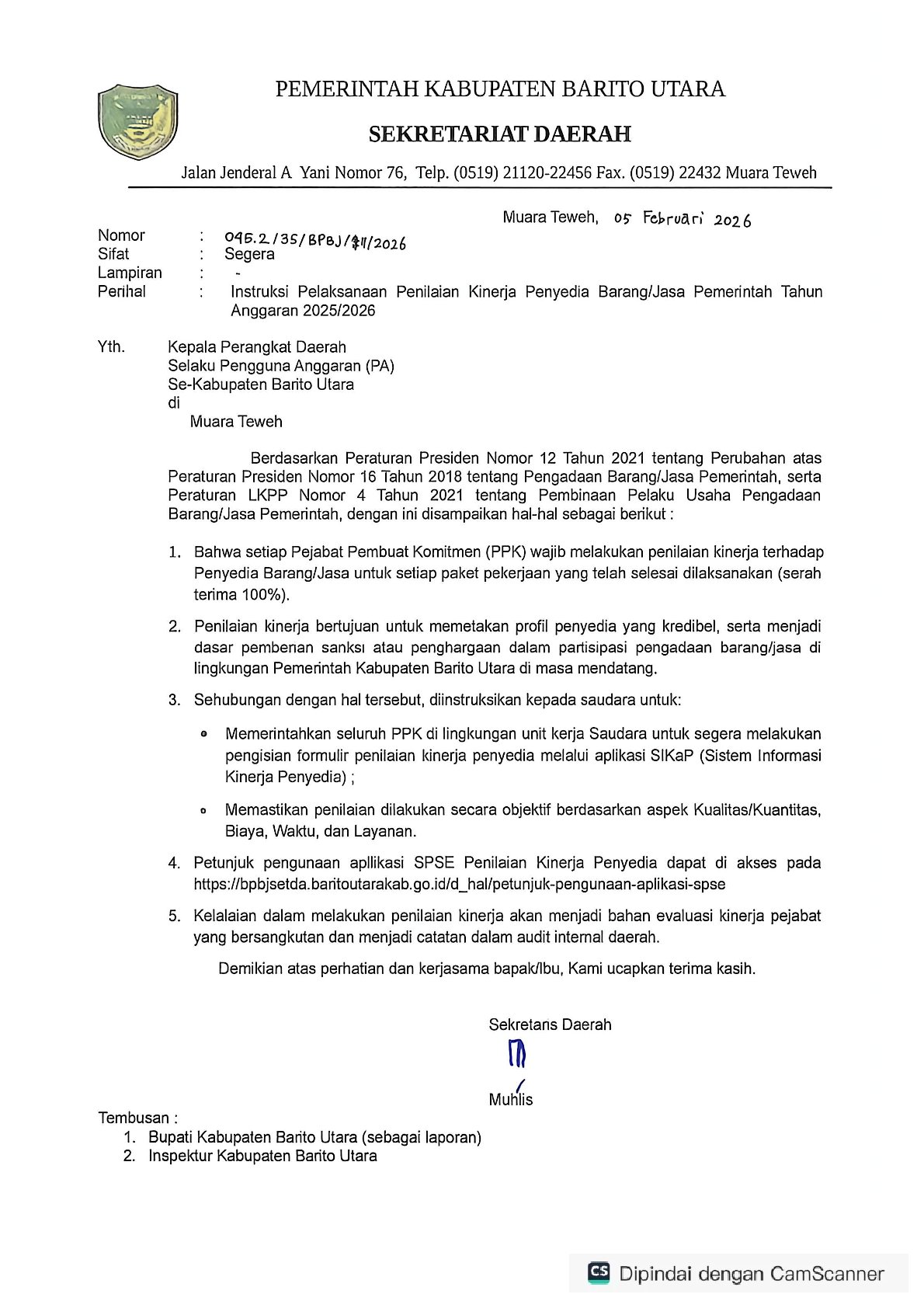 Pelaksanaan Penilaian Kinerja Penyedia Barang/Jasa Pemerintah   		